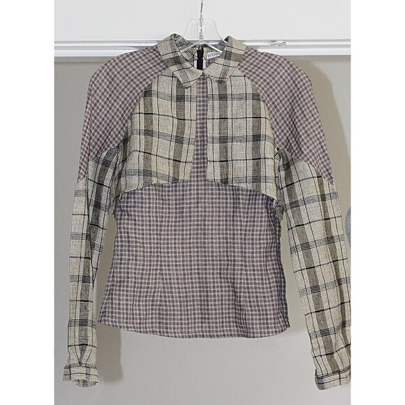Rodarte x Opening Ceremony - Contrast Plaid Overlay Shirt, size XS - Picture 4 of 9